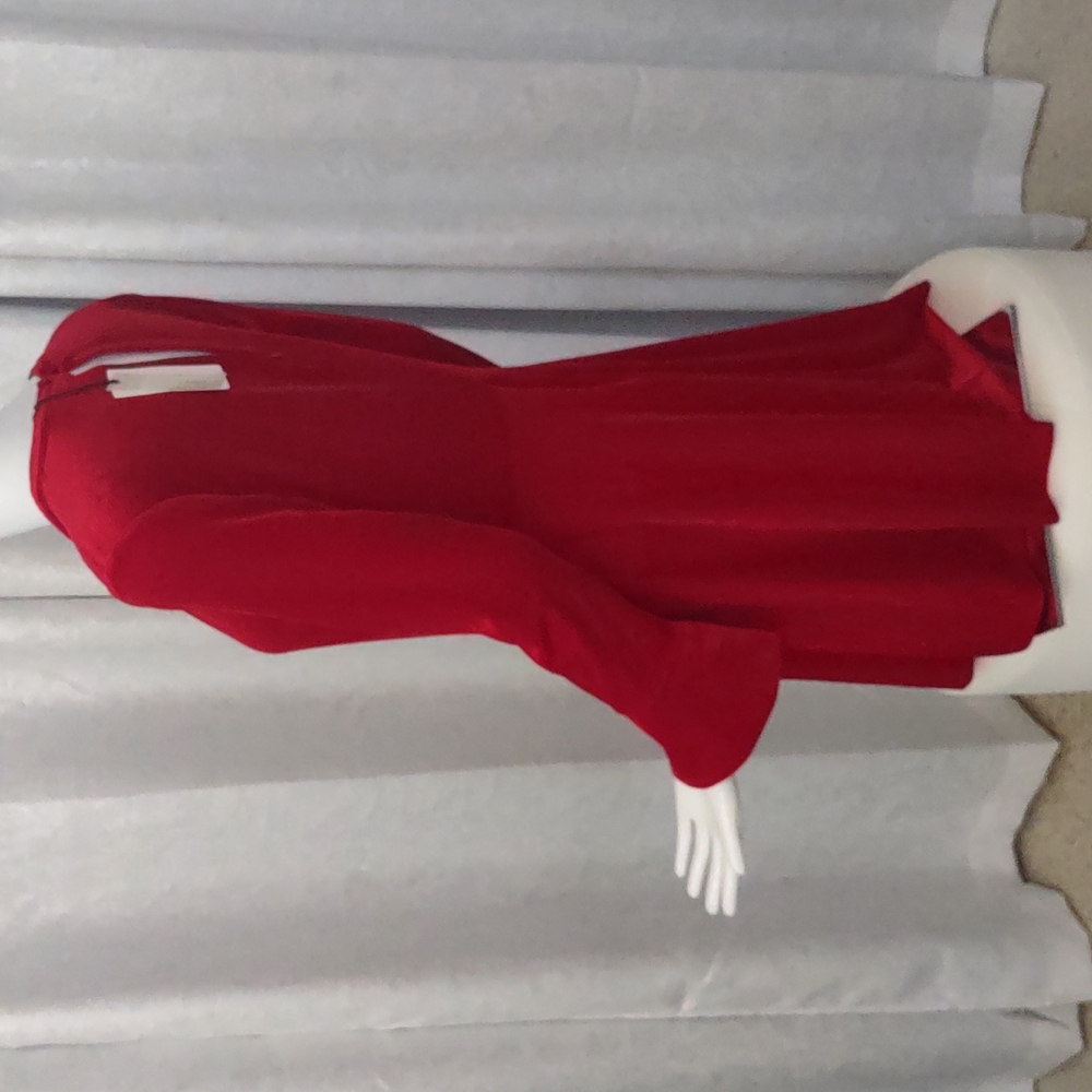 A Loves A RED VELVET Velour Dress Womens Long Sleeve Cocktail Party NEW Stretch - Picture 6 of 11